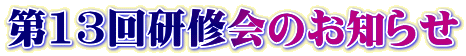 第13回研修会のお知らせ